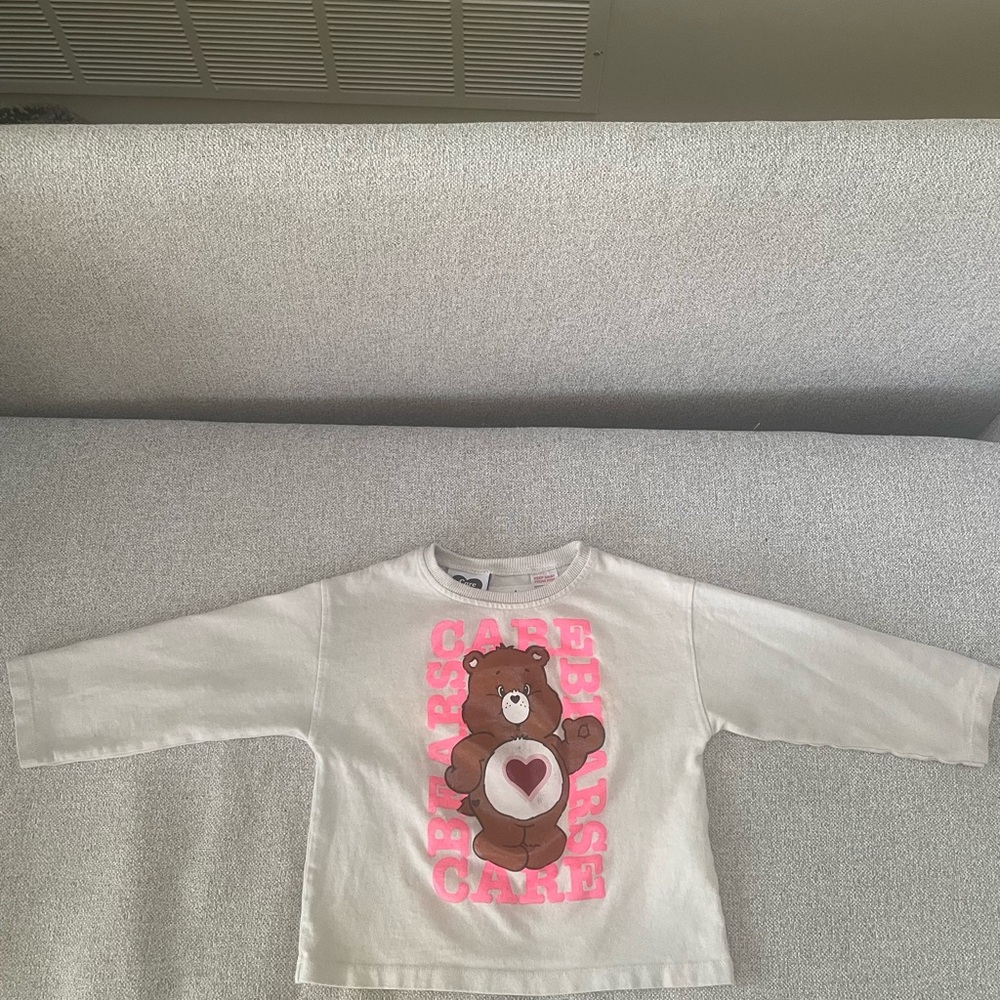 Care Bears White Long-Sleeve Tee with Pink Logo